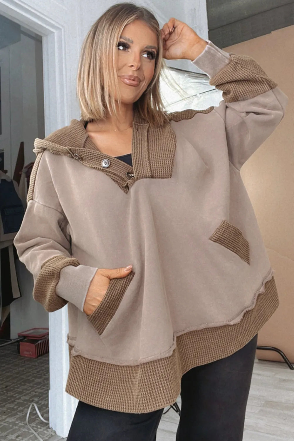 Patchwork Pockets Hoodie