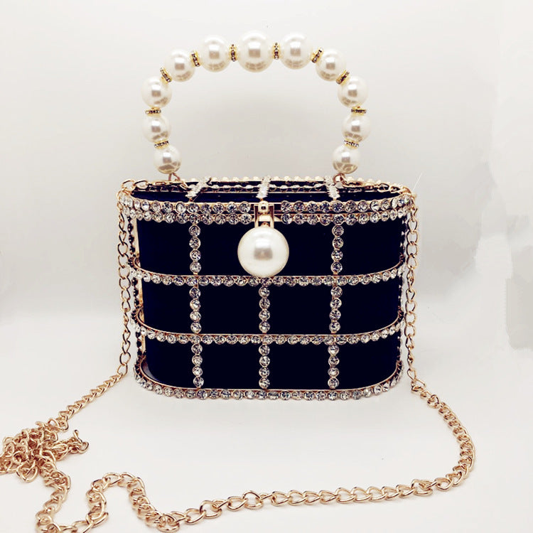 Birdcage Handbag with Buckle and Beads