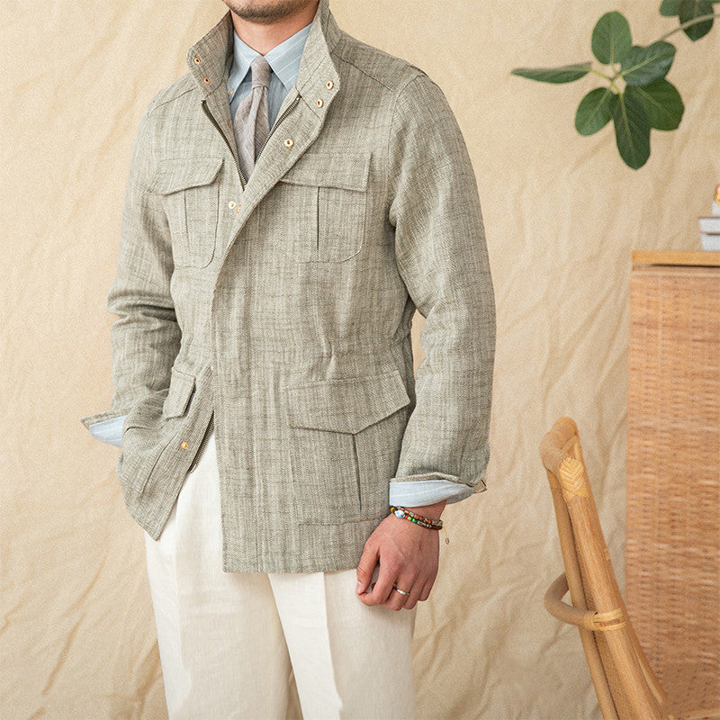 Veste Safari en Coton et Lin