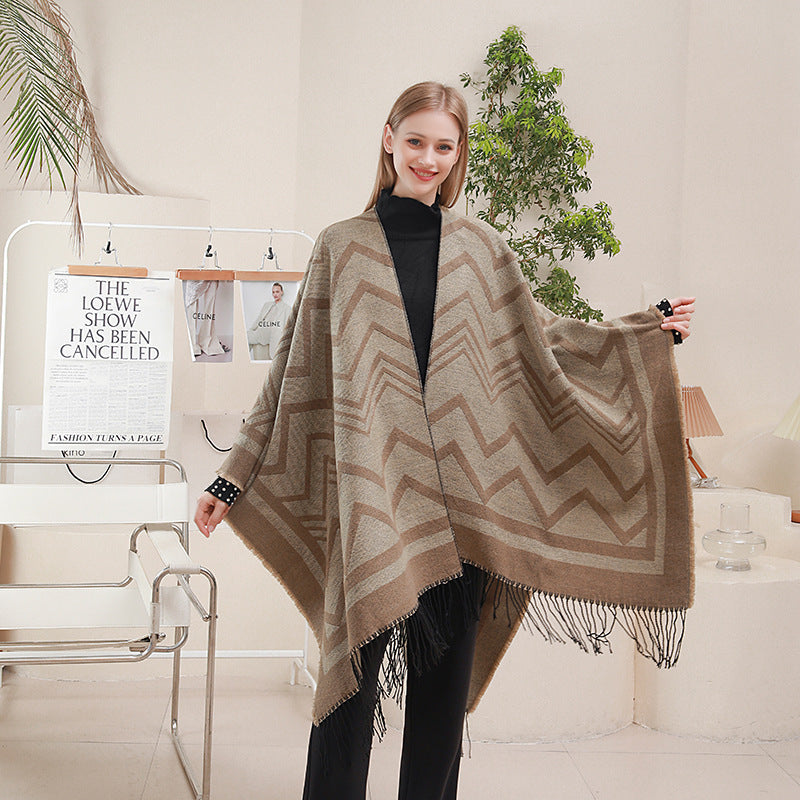Fashionable Shawl with Side Slits