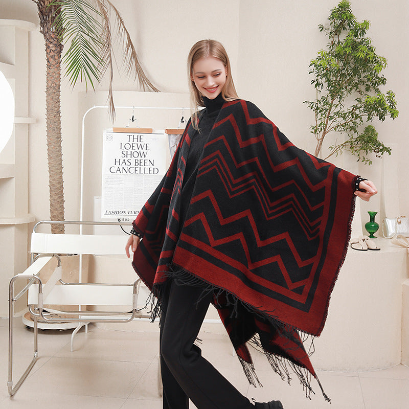 Fashionable Shawl with Side Slits