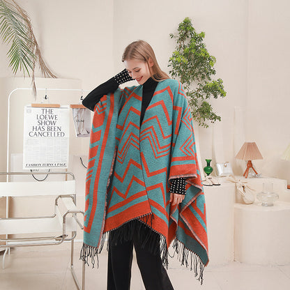 Fashionable Shawl with Side Slits