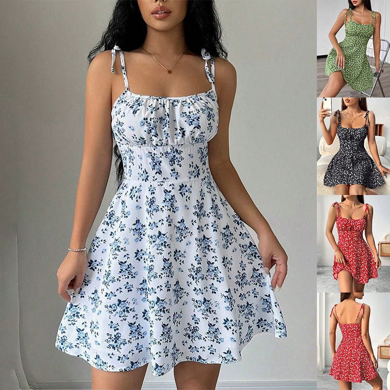 Robe d'Été Évasée à Imprimé Floral – Silhouette Affinée & Style Romantique