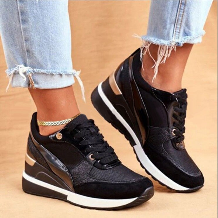 Women's Sequin Platform Flat Sneakers - Colorblock Style