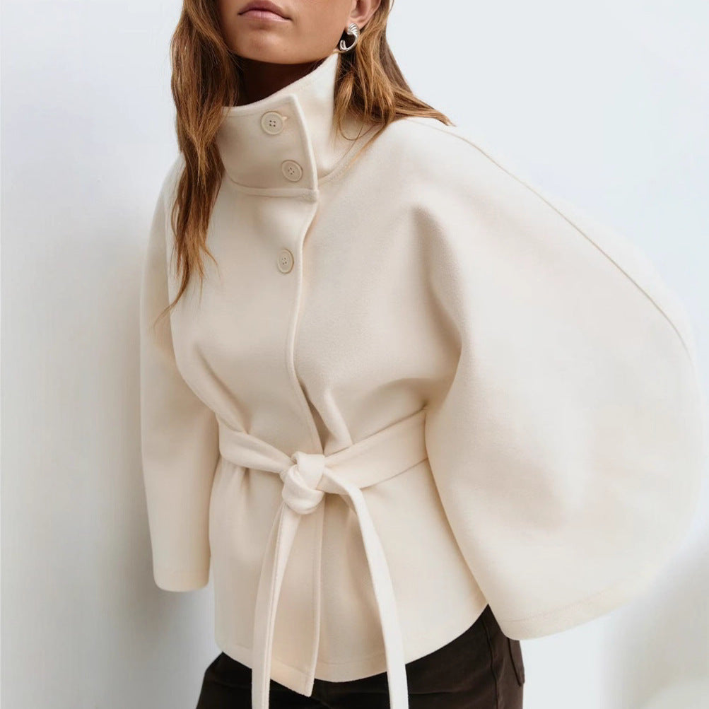 Winter Coat with High Collar & Batwing Sleeves – Moon Million