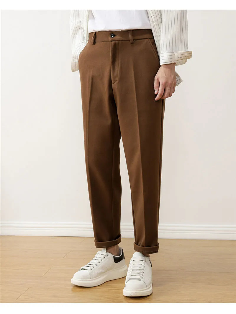 Pantalon Homme Droit en Laine Mélangée