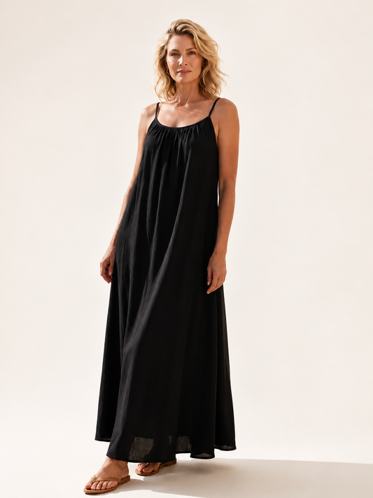 Robe Longue Bohème Dos Nu à Bretelles – Élégance d'Été