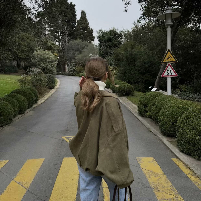 Batwing Sleeve Cropped Pilot Jacket